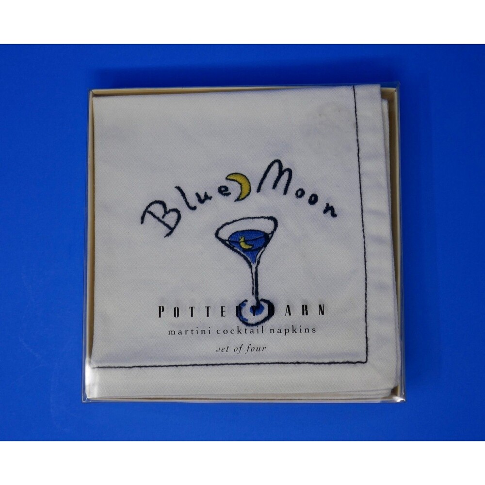 Pottery Barn Embroidered Martini Cocktail Napkins Set of 4